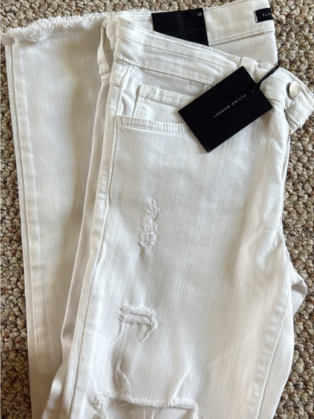 Flying Monkey White Distressed Skinny Jeans